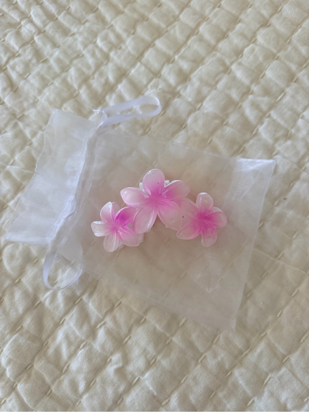 Pink Floral Kids Hair Clip Set - Cute Plumeria Design